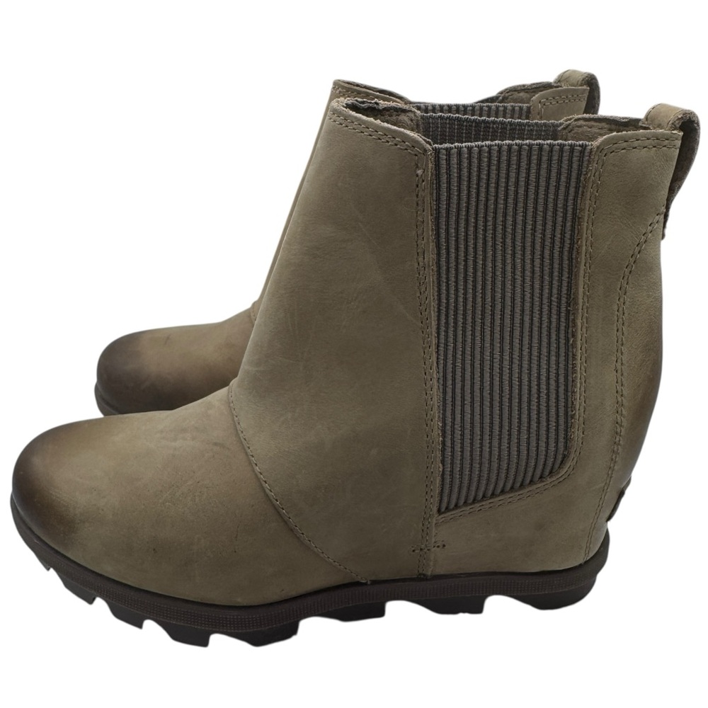 Sorel Joan Rhapsody Hidden Wedge Heel Taupe Leather Ankle Booties - Size 7 - Picture 5 of 10